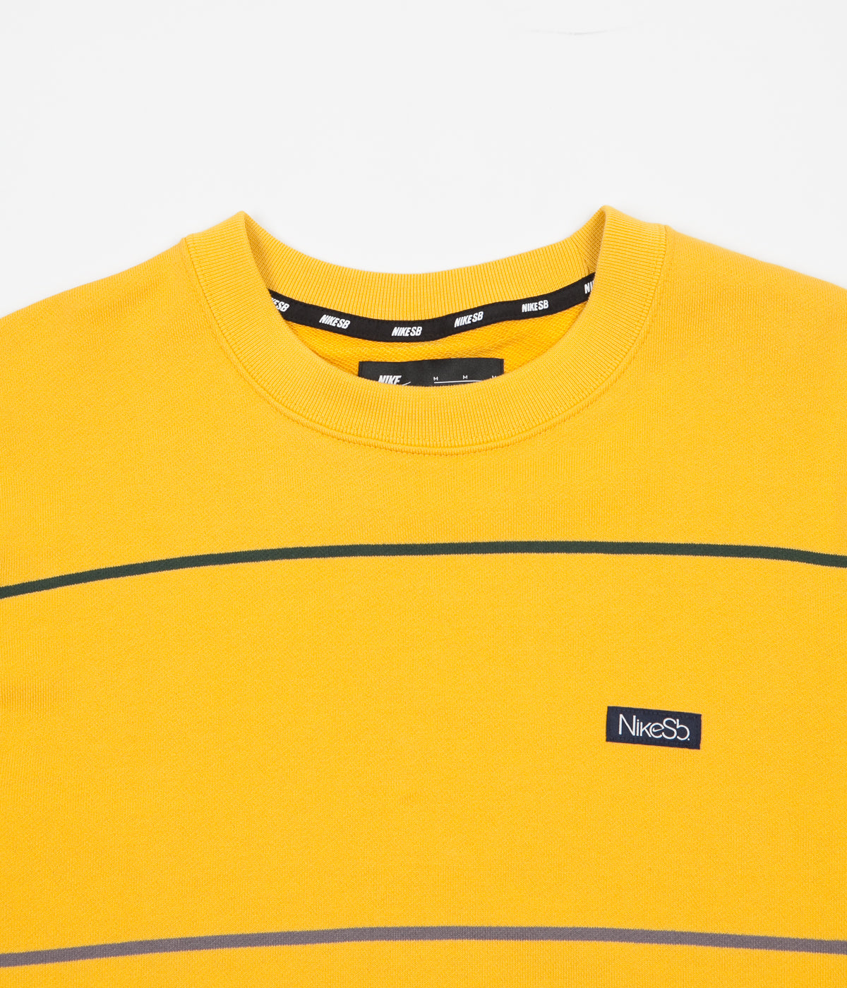 Nike SB Everett Stripe Crewneck Sweatshirt - Yellow Ochre / Obsidian ...