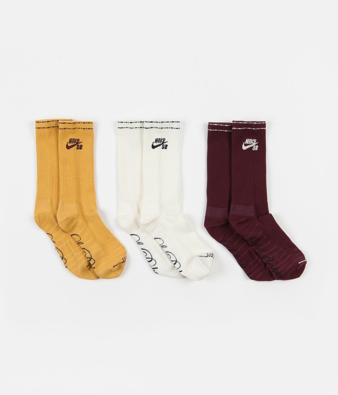 Nike SB Everyday Max Lightweight Crew Socks (3 Pair) - Burgundy / Oran ...