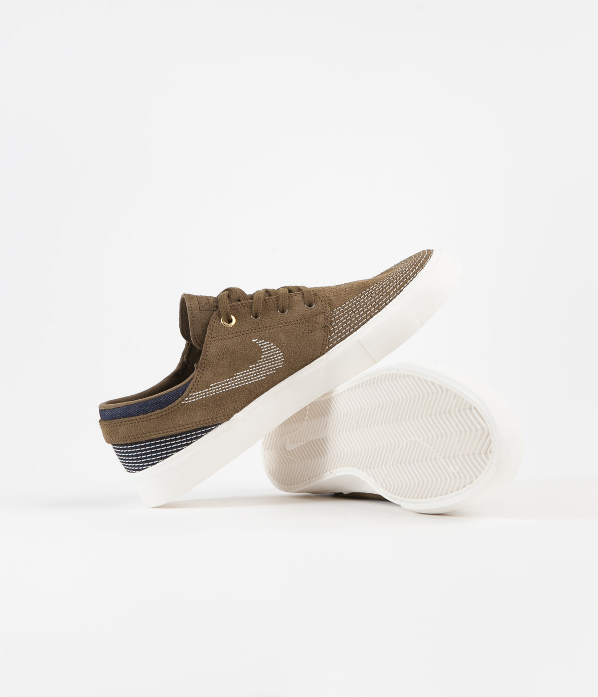 Nike Sb Janoski Rm Premium Shoes Yukon Brown Sail Mystic Navy Flatspot