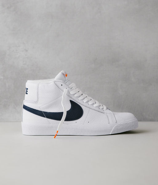 Nike SB Orange Label Blazer Mid Shoes - White / Navy - White - Safety ...