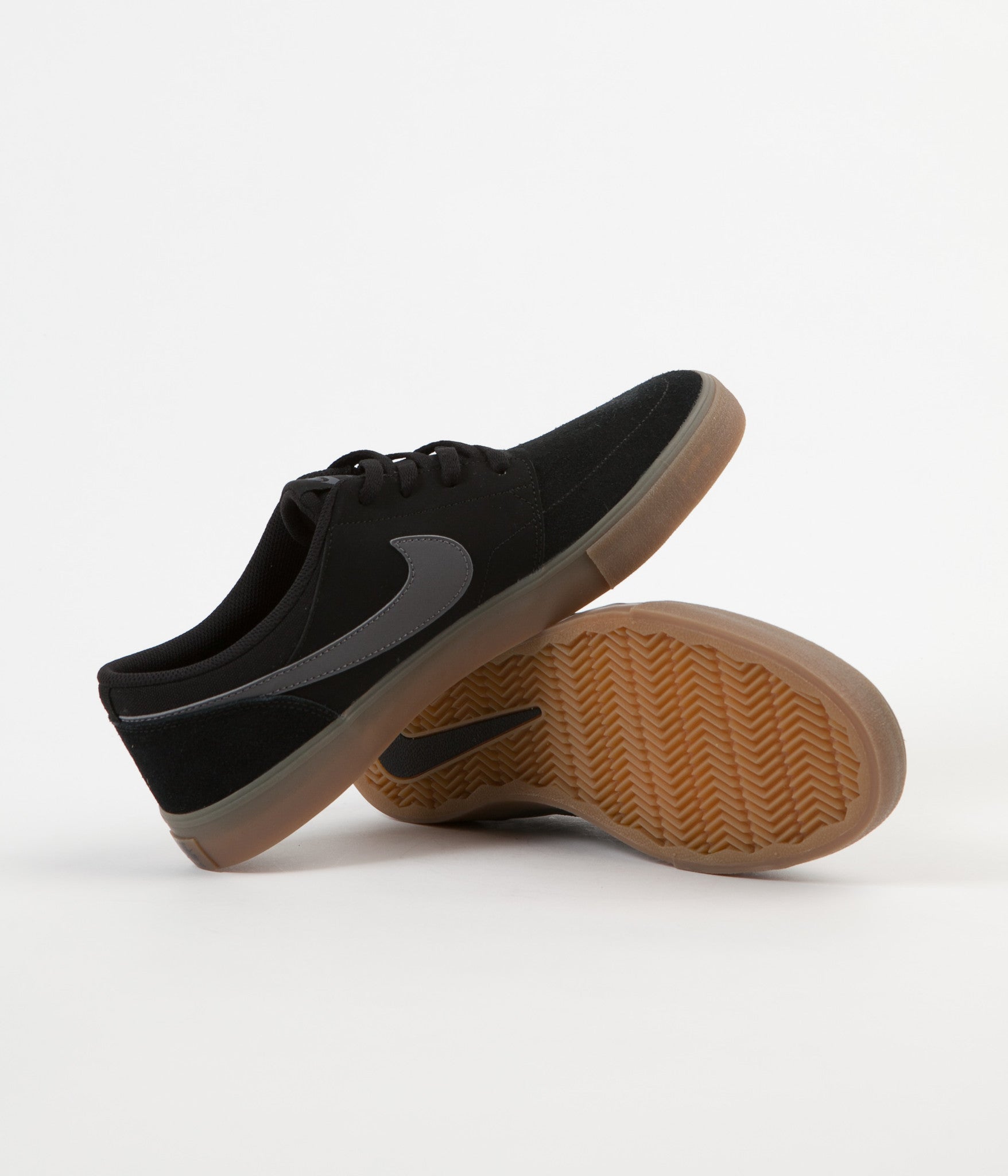 nike sb portmore ii dark grey & gum canvas skate shoes