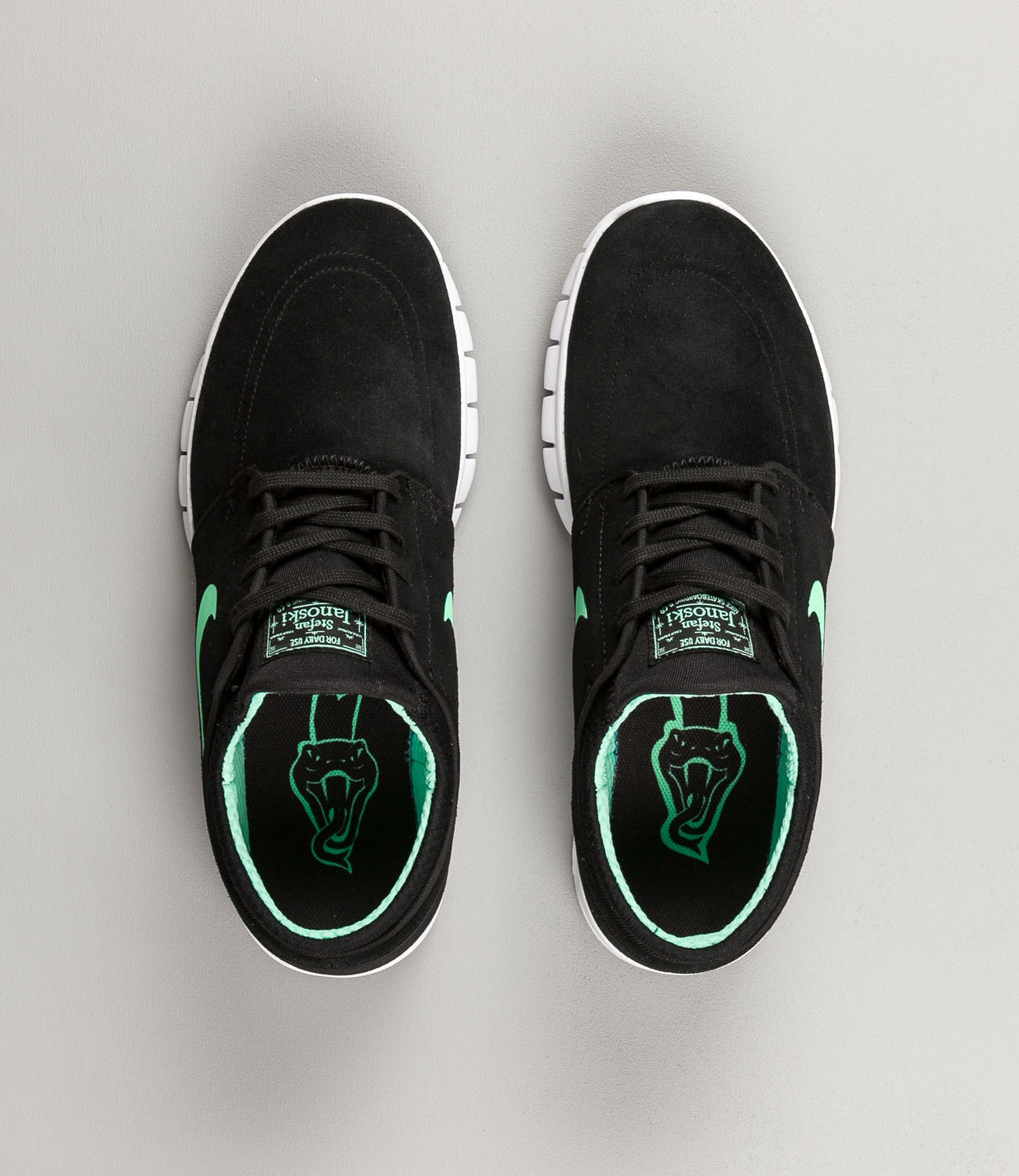 Nike SB Stefan Janoski Suede Shoes - Black / Green - White - | Flatspot