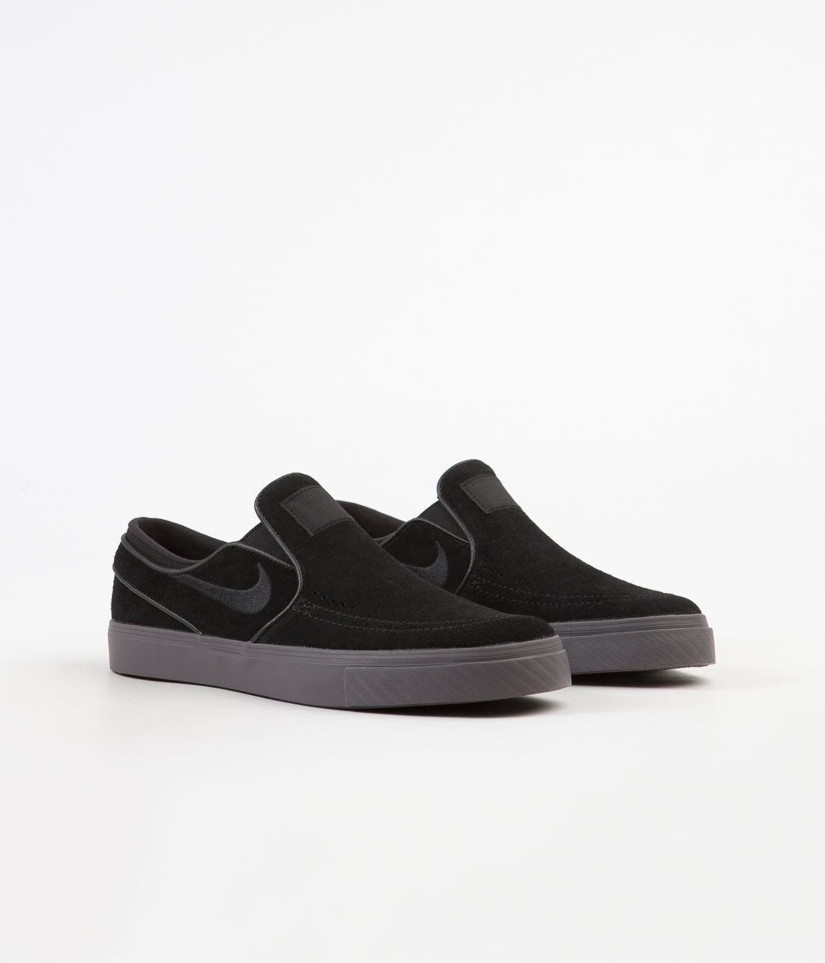 voor de hand liggend Veilig Goederen Nike SB Stefan Janoski Slip On Shoes - Black / Black - Thunder Grey |  Flatspot