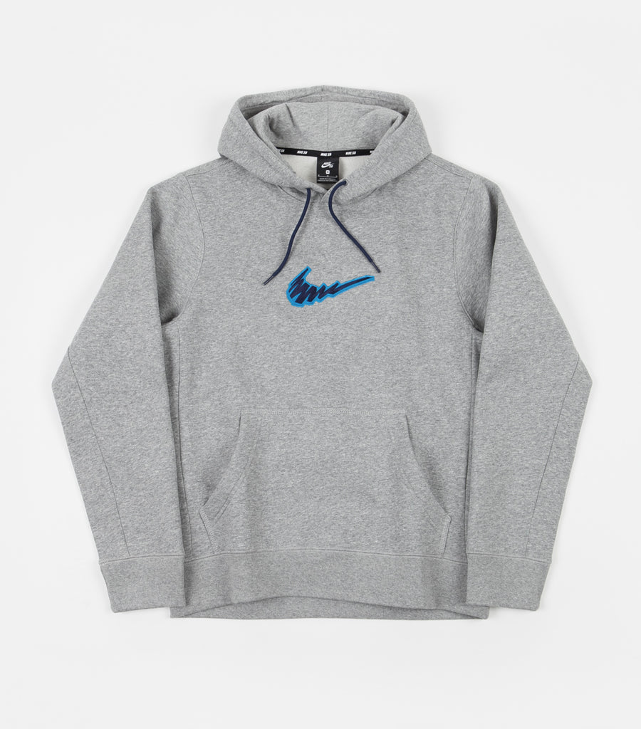 grey nike hoodie blue logo