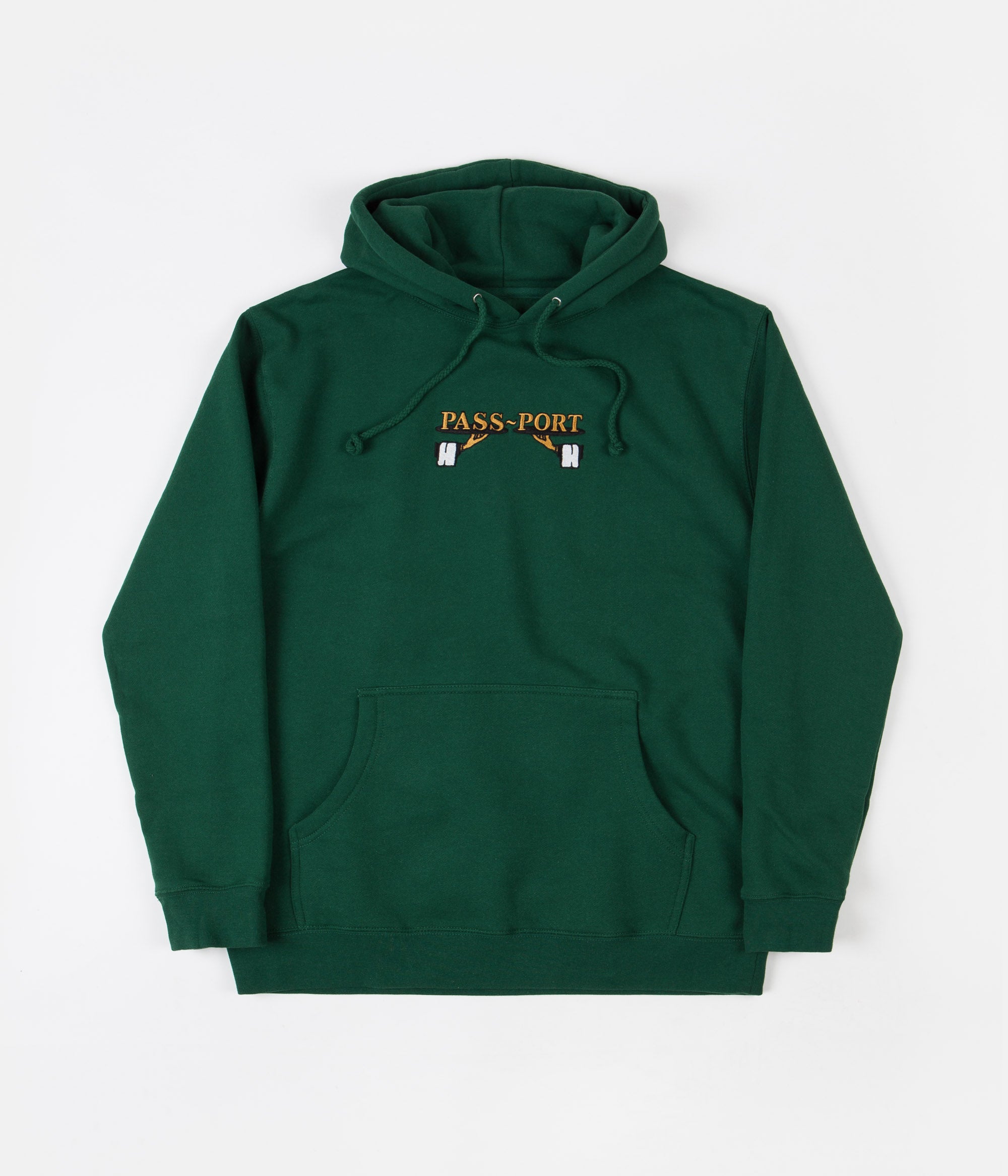 Pass Port Waiter Embroidery Hoodie - Forest Green