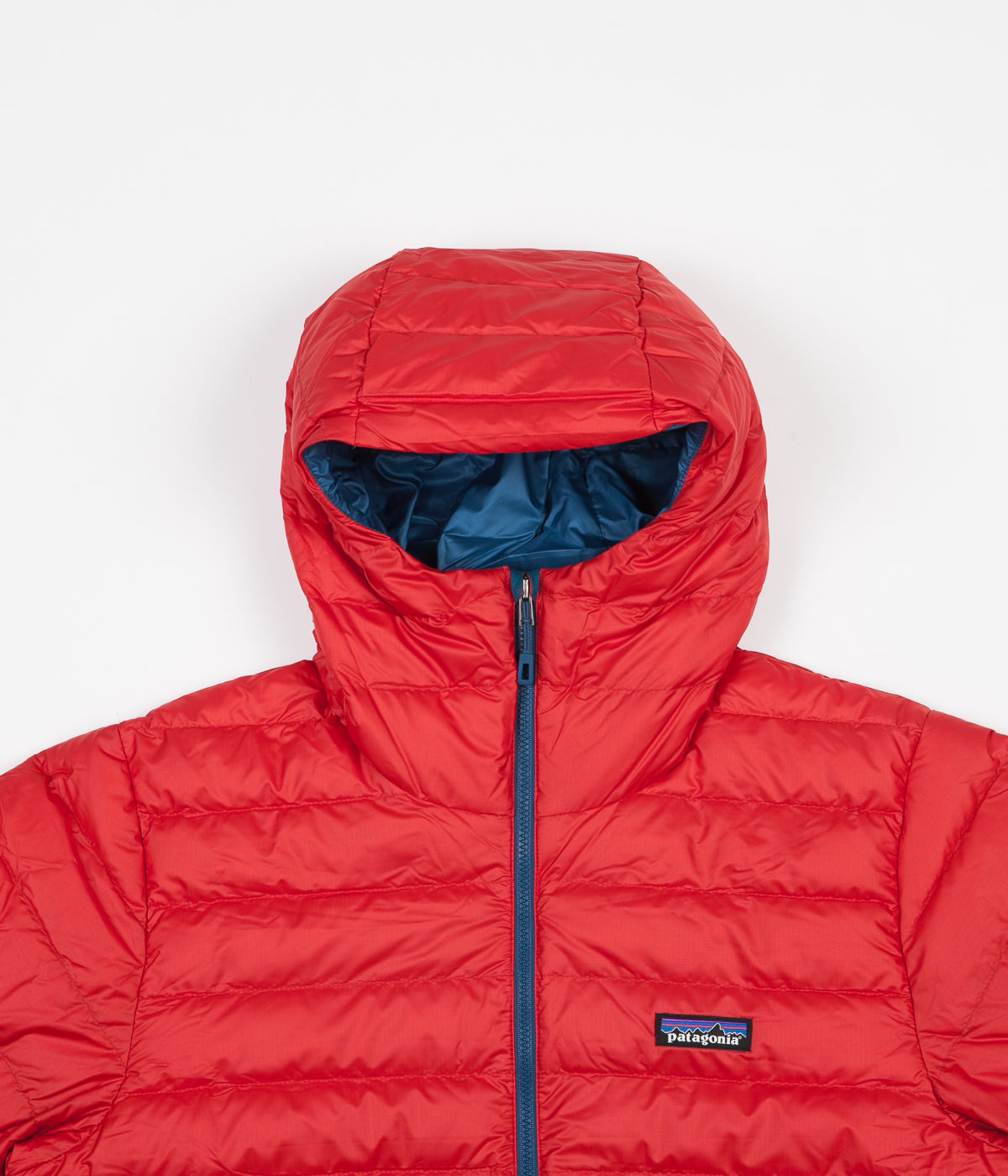 patagonia down sweater hoody red