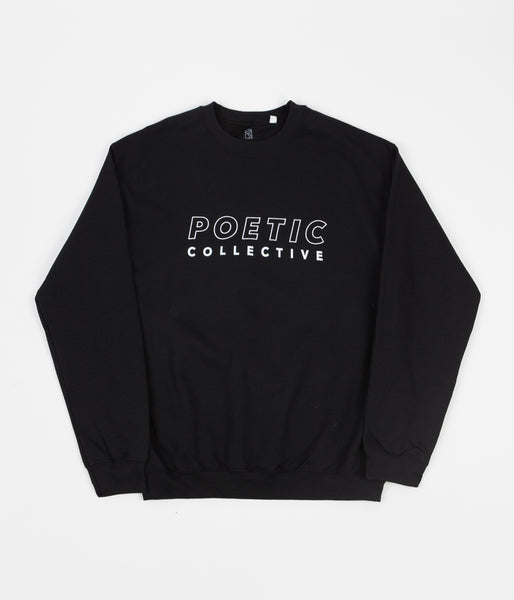 Poetic Collective Sport Crewneck Sweatshirt - White On Black | Flatspot