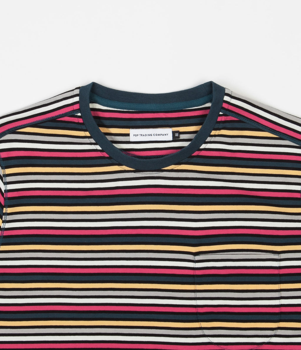 Pop Trading Company Striped Pocket T-Shirt - Navy / Multicolour | Flatspot