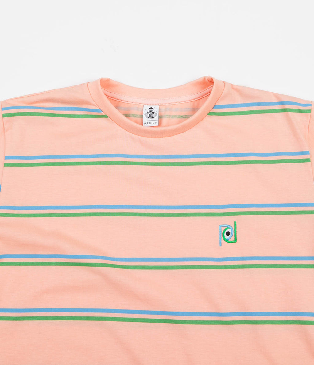 Post Details Striped T-Shirt - Peach / Blue / Green | Flatspot