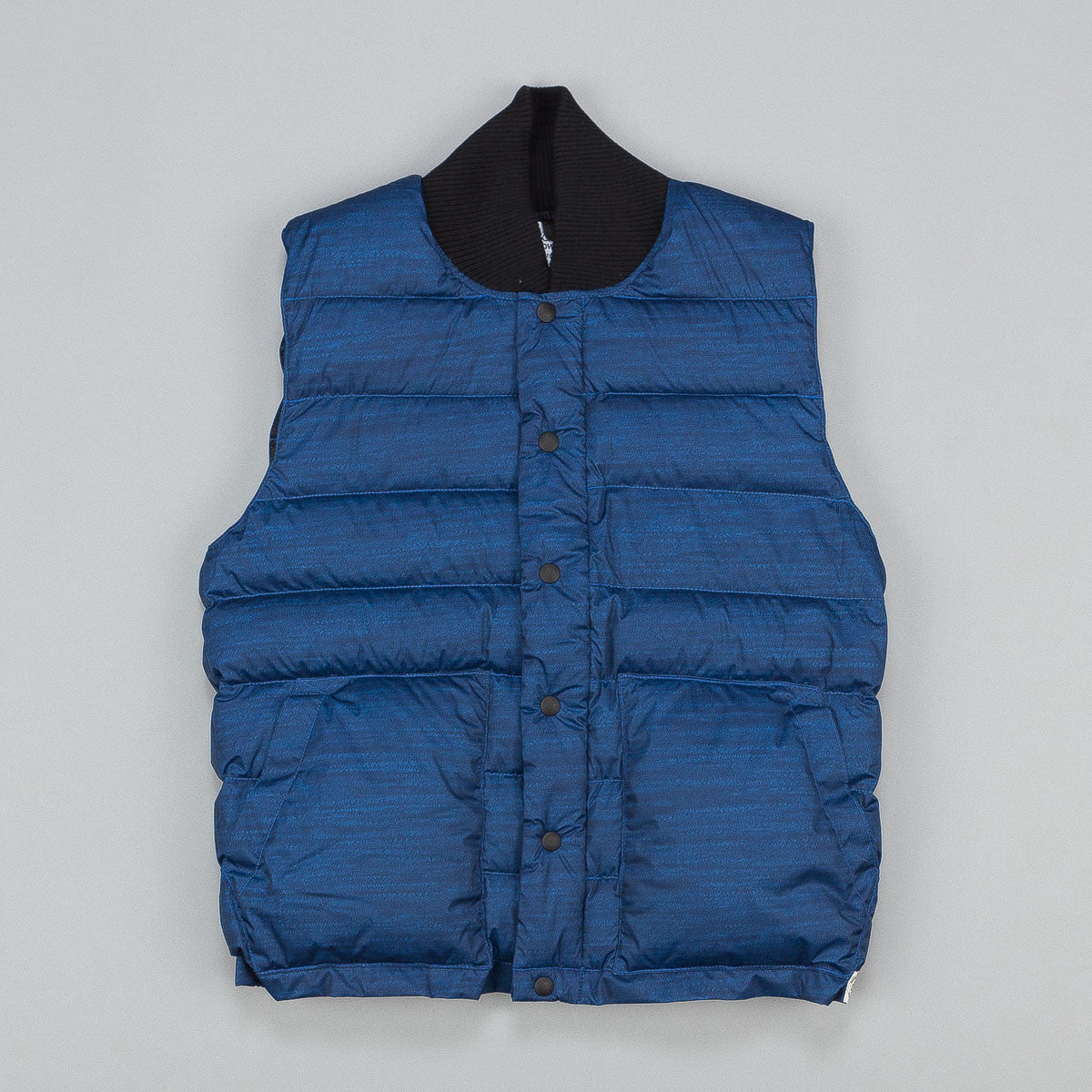 Reigning Champ X Crescent Down Works Printed Poly Down Vest Navy | Flatspot