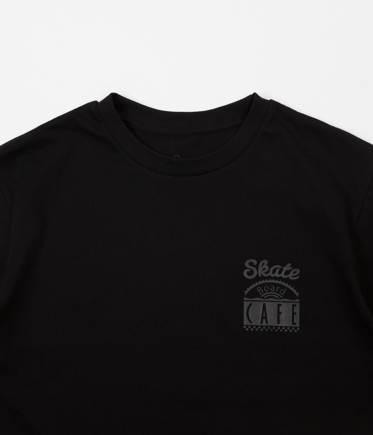 Skateboard Cafe Diner Logo T Shirt Black Black Flatspot