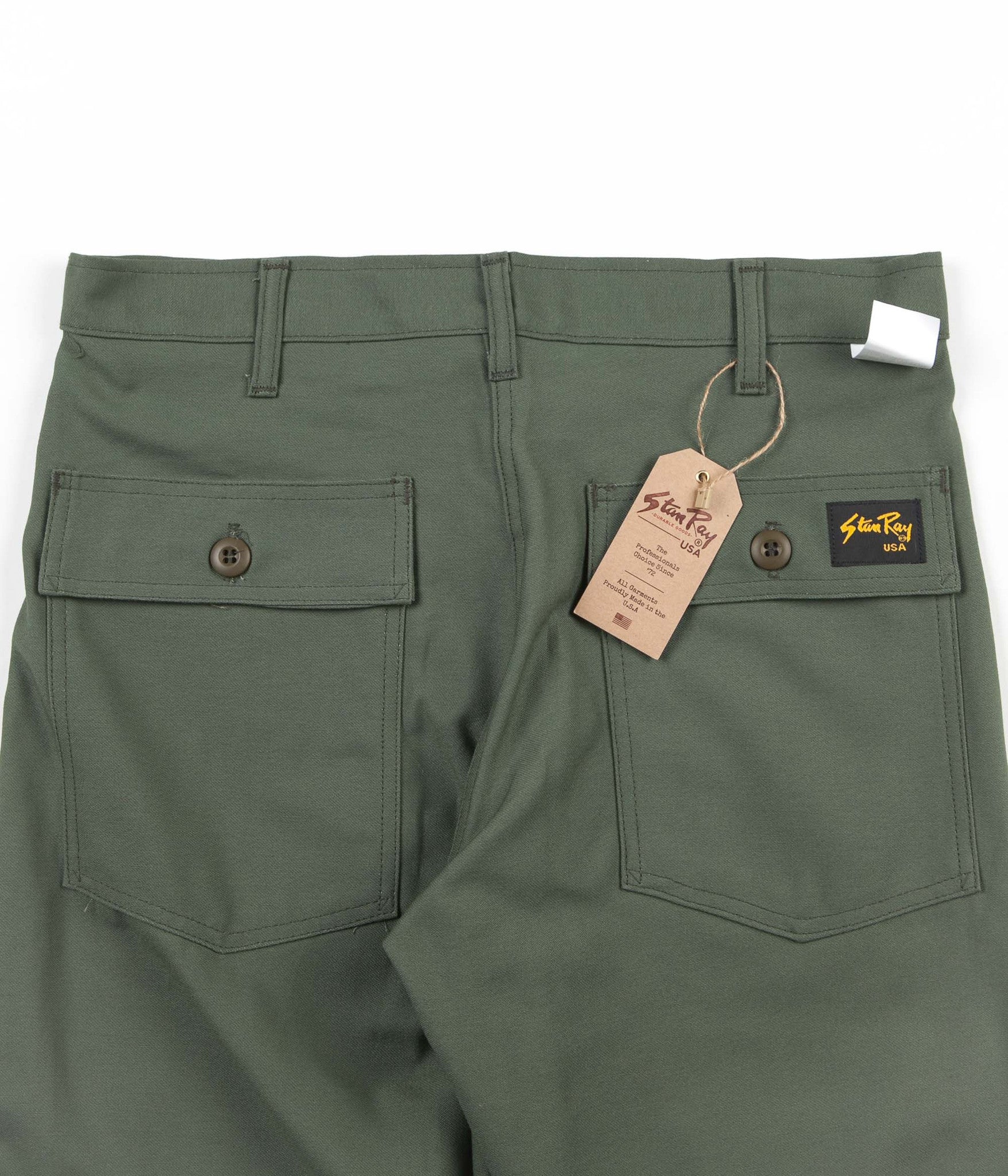 Stan Ray Slim Fit 4 Pocket Fatigue Trousers - Olive Sateen | Flatspot