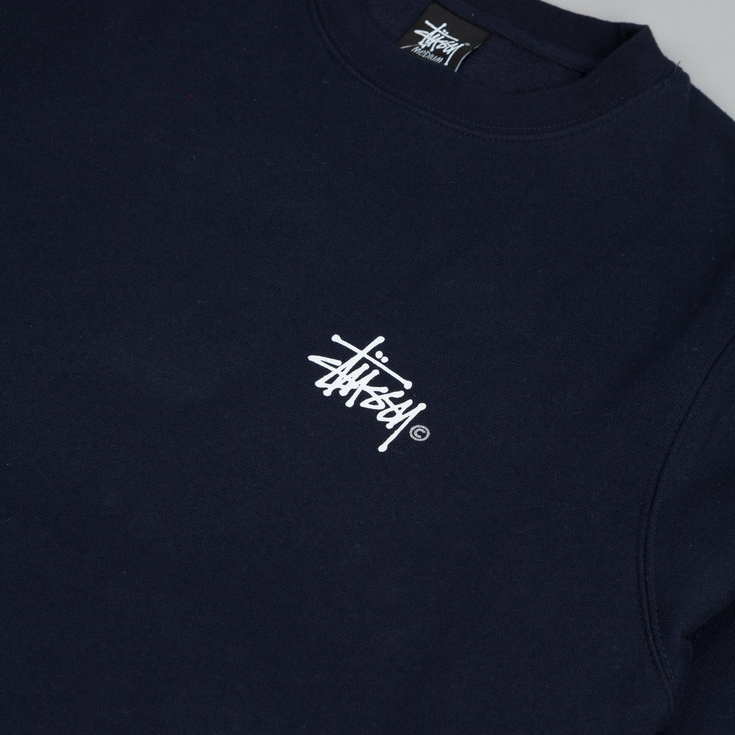 Stussy Basic Logo Crew Neck Sweatshirt Navy | Flatspot