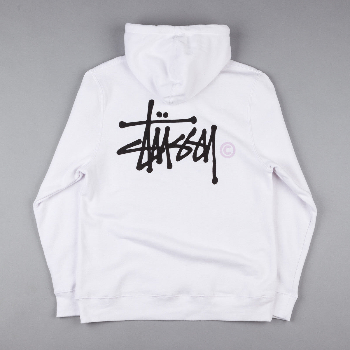 Stussy Basic Logo Hooded Sweatshirt - White | Flatspot