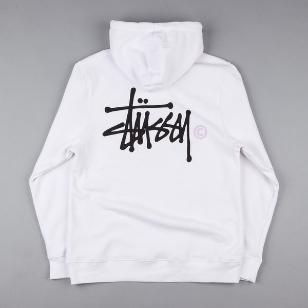 Stussy Basic Logo Hooded Sweatshirt White Flatspot 