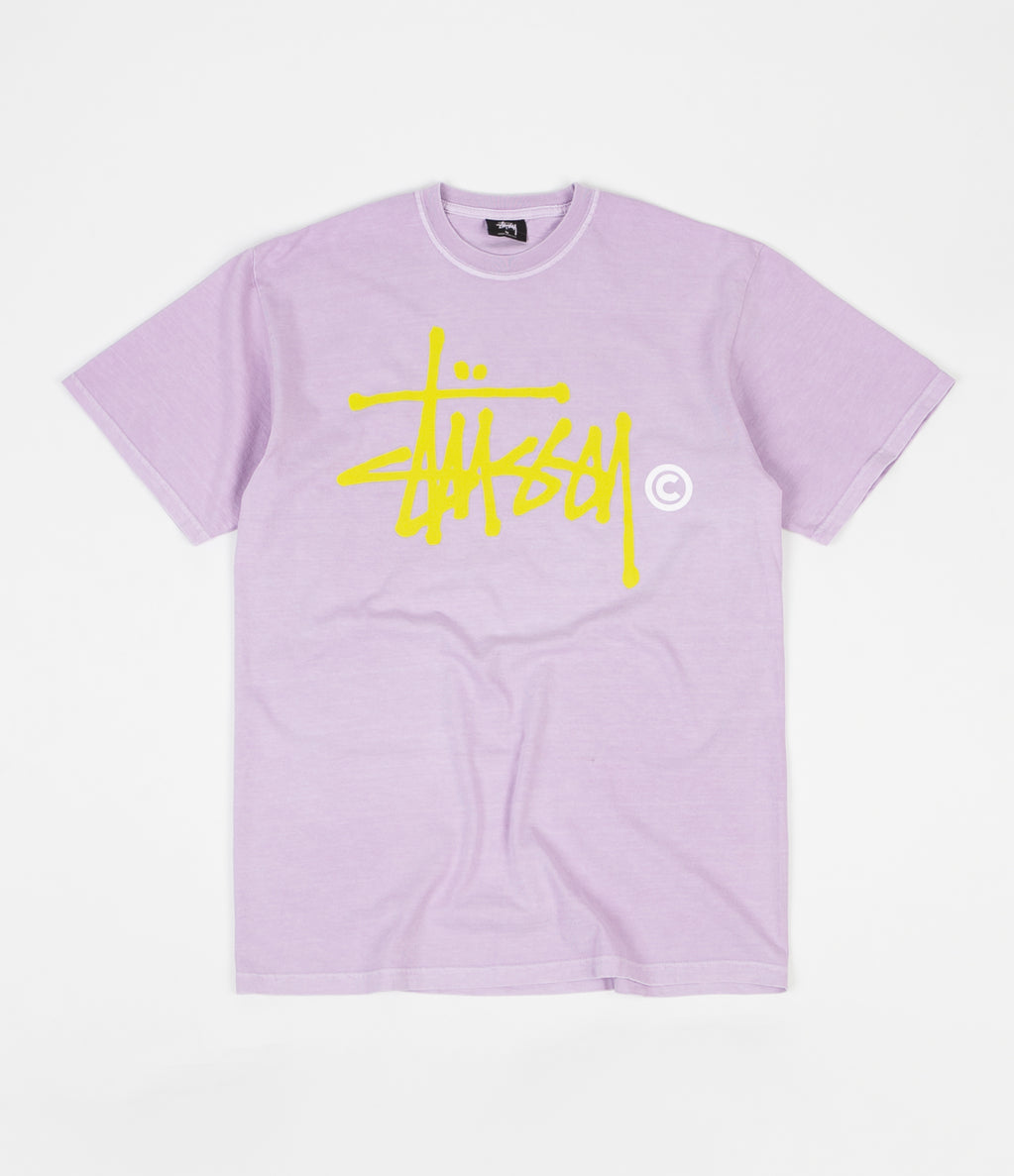 Stussy Basic Logo Pigment Dyed T-Shirt - Lavender | Flatspot