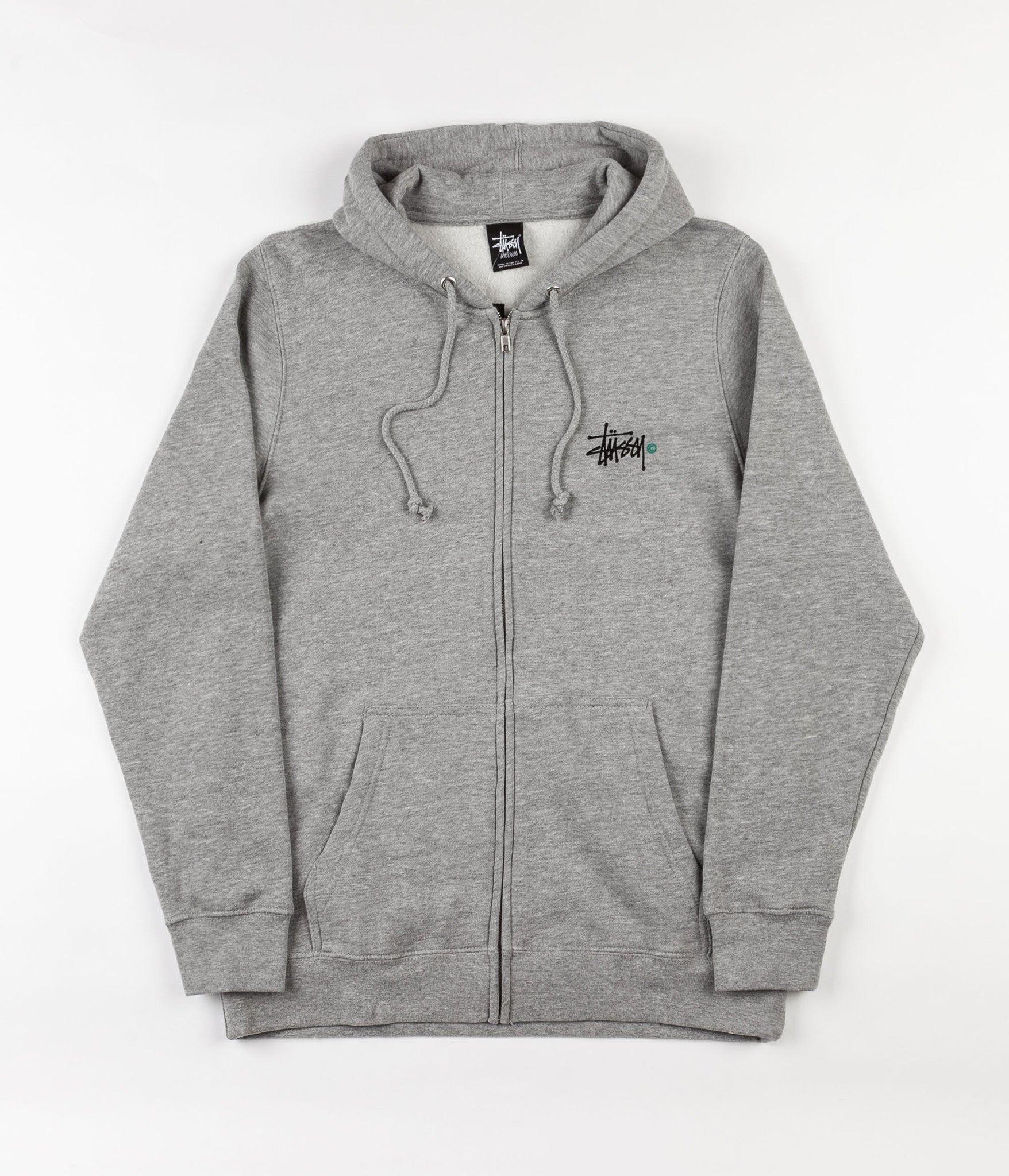Stussy Basic Logo Zip Hooded Sweatshirt - Grey Heather | Flatspot
