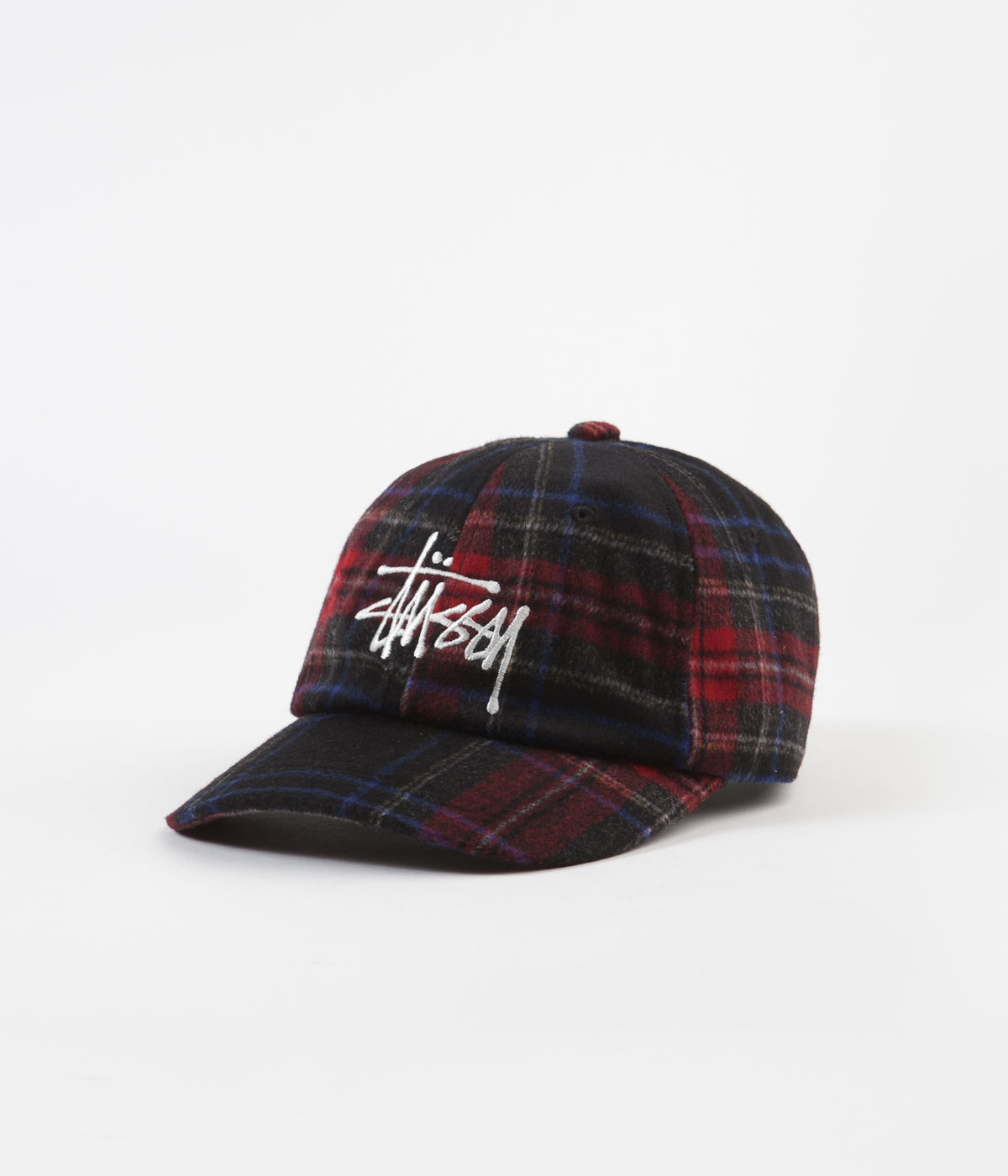 Stussy Big Logo Plaid Low Pro Cap - Black