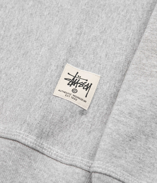 Stussy Contrast Stitch Label Crewneck Sweatshirt - Grey Heather | Flatspot