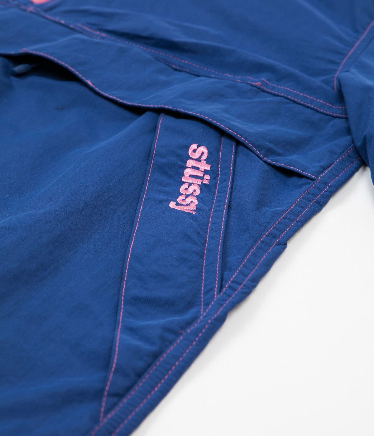 Stussy Contrast Stitch Pullover Jacket - Navy | Flatspot
