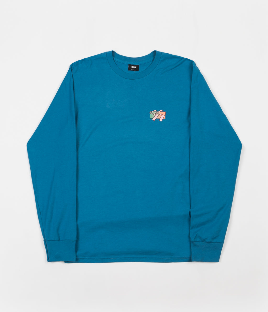 Stussy Cube Long Sleeve T-Shirt - Ocean | Flatspot