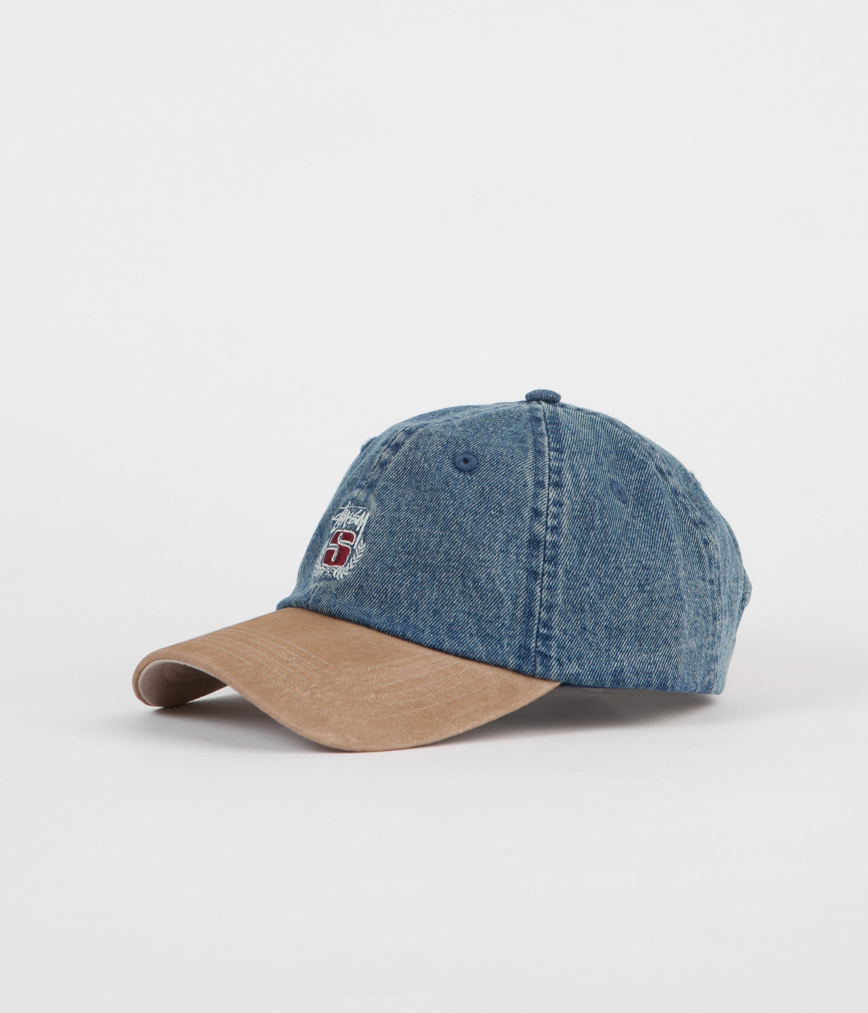 Stussy Denim Suede Crest Cap - Indigo