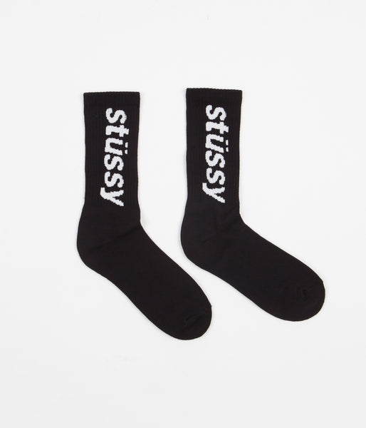 Stussy Helvetica Jacquard Crew Socks - Black | WpadcShops