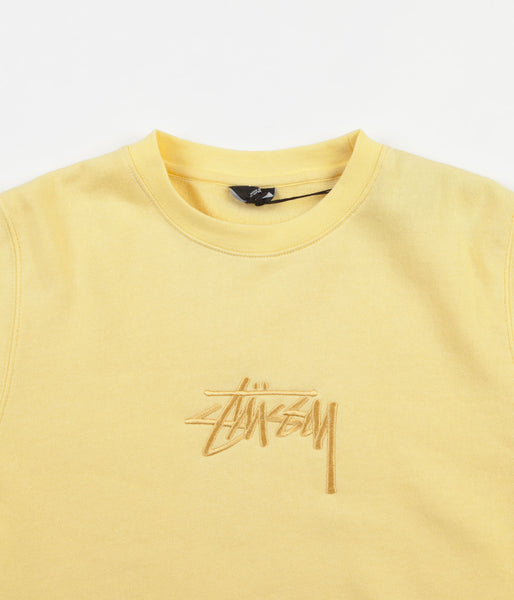 Stussy New Stock Applique Crewneck Sweatshirt - Pale Yellow | Flatspot