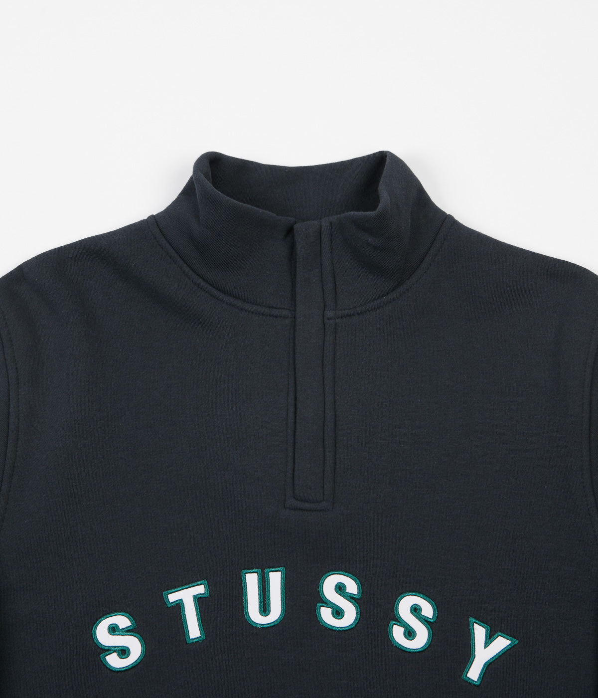 Download Stussy Quarter Zip Mock Neck Sweatshirt - Black | Flatspot