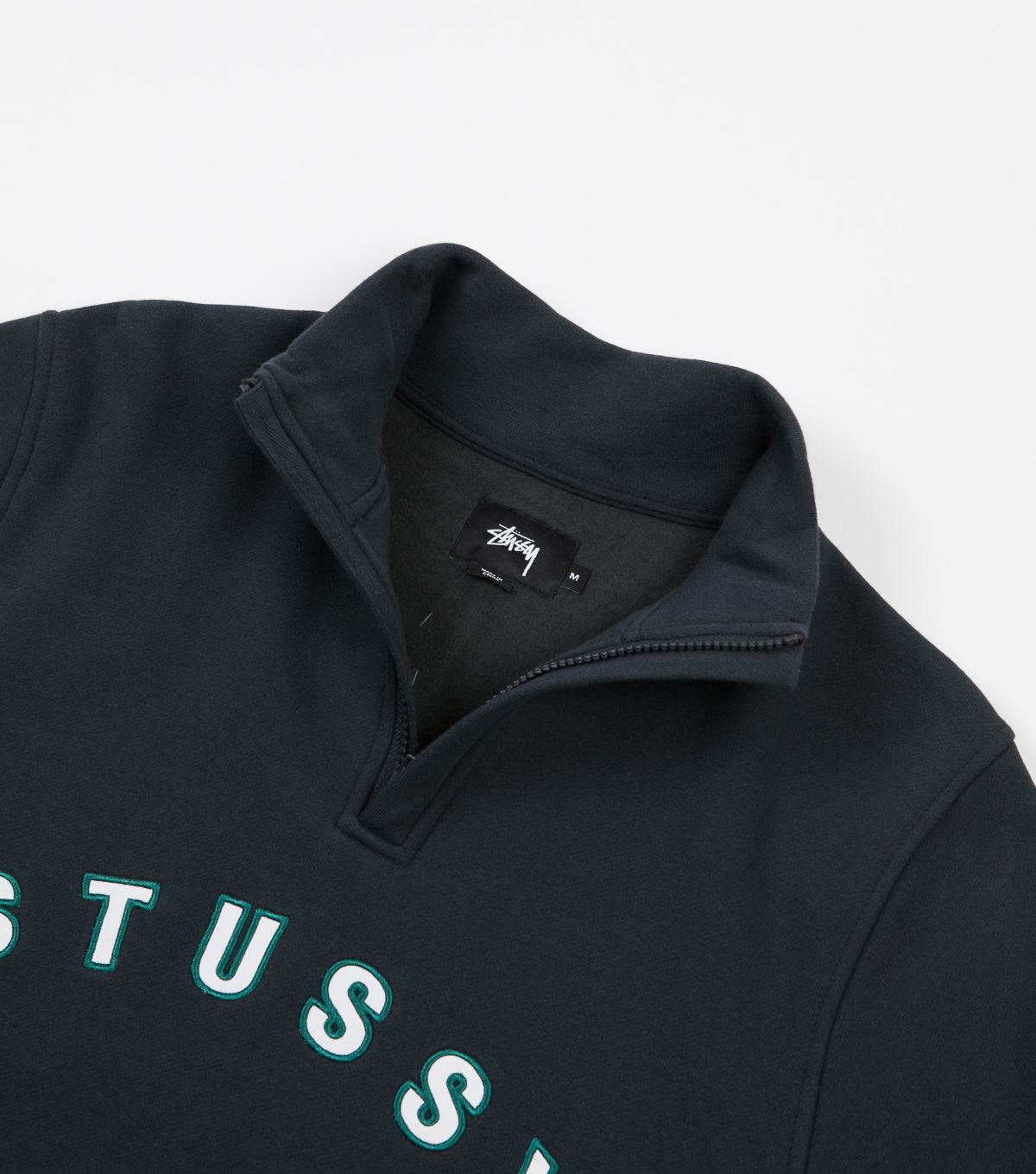 Download Stussy Quarter Zip Mock Neck Sweatshirt - Black | Flatspot