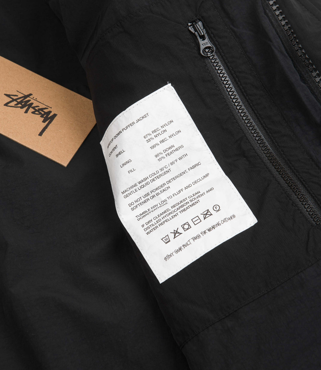 Stussy Ripstop Down Puffer Jacket - Black | Flatspot