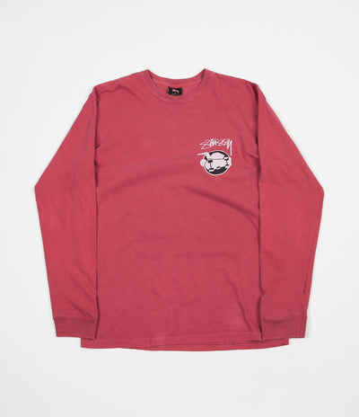 Stussy Skateman Pigment Dyed Long Sleeve T-Shirt - Raspberry | Flatspot