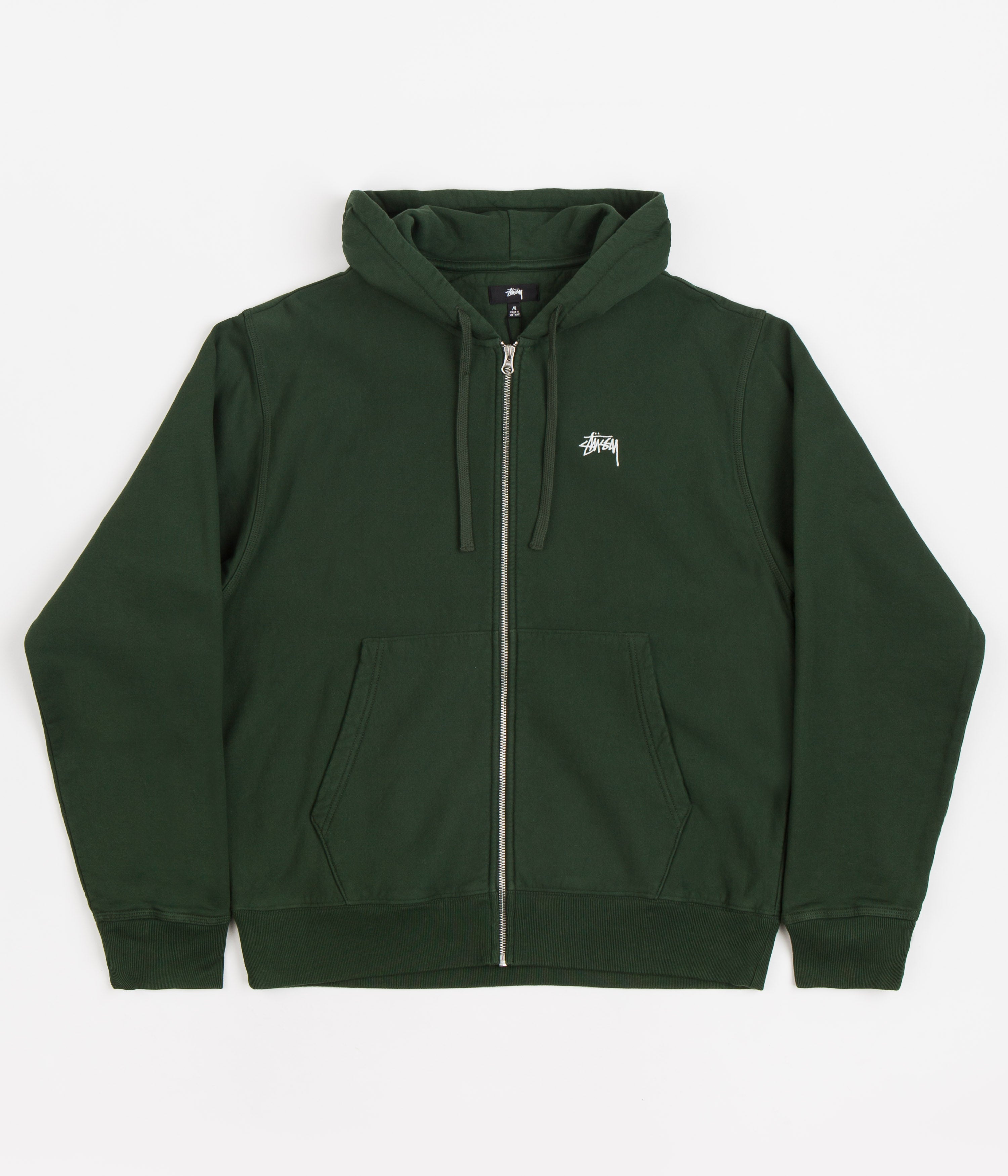 Stussy Stock Logo Zip Hoodie - Forest | Flatspot