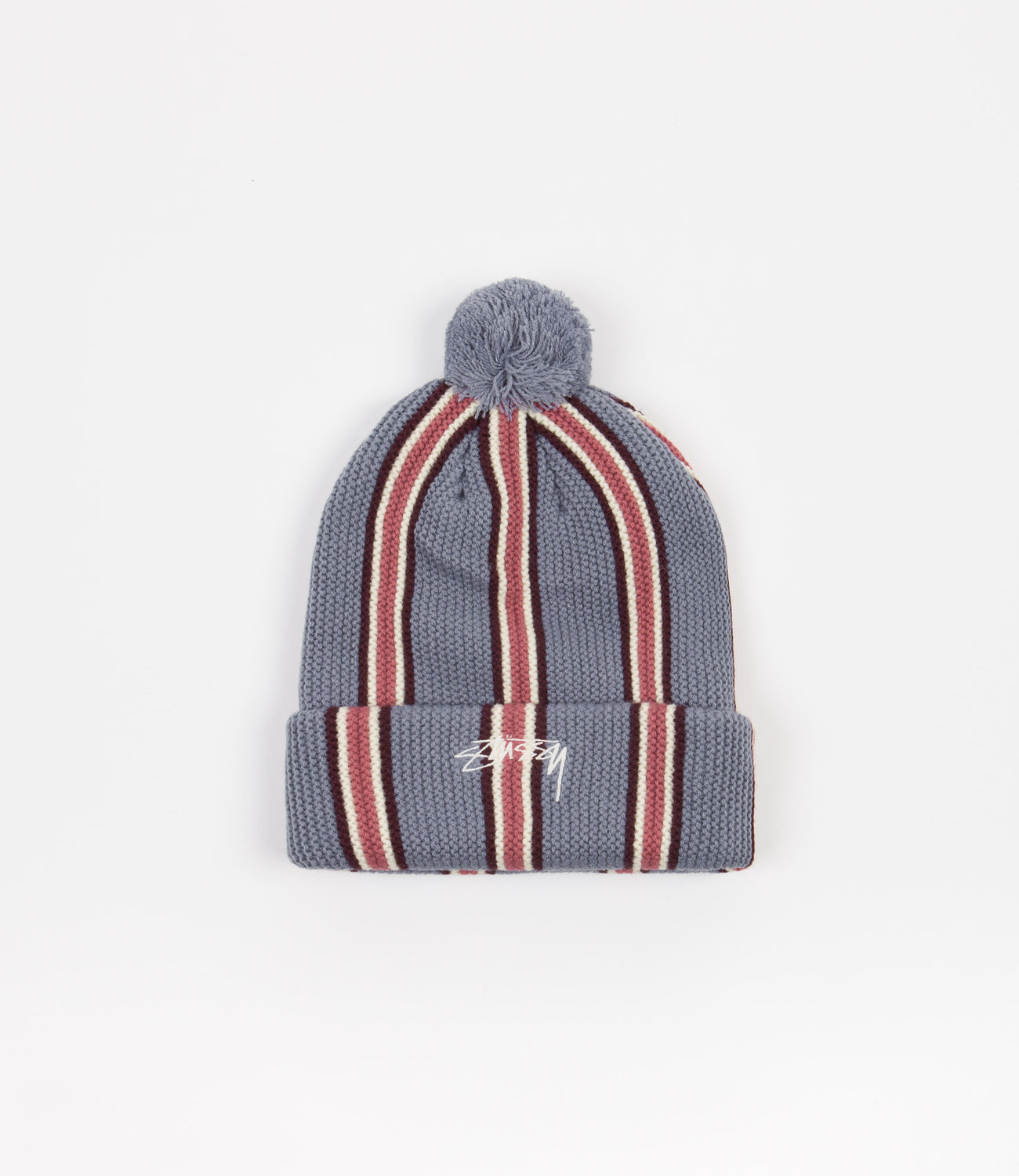 Stussy Striped Pom Beanie - Blue | AspennigeriaShops