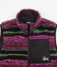 Stussy Striped Sherpa Vest - Grape | Flatspot