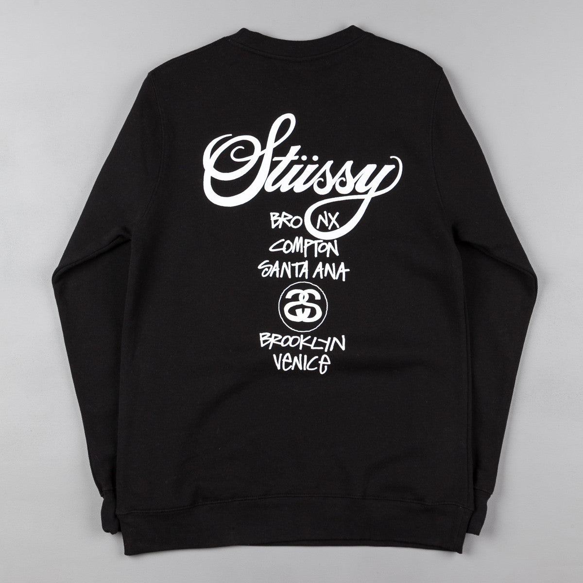 Stussy World Tour Crew Neck Sweatshirt - Black | Flatspot