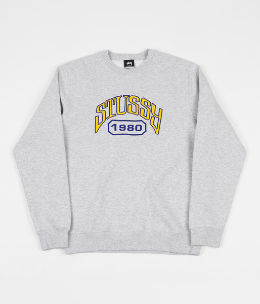 Stussy Tackle Twill Applique Crewneck Sweatshirt - Ash Heather | Flatspot