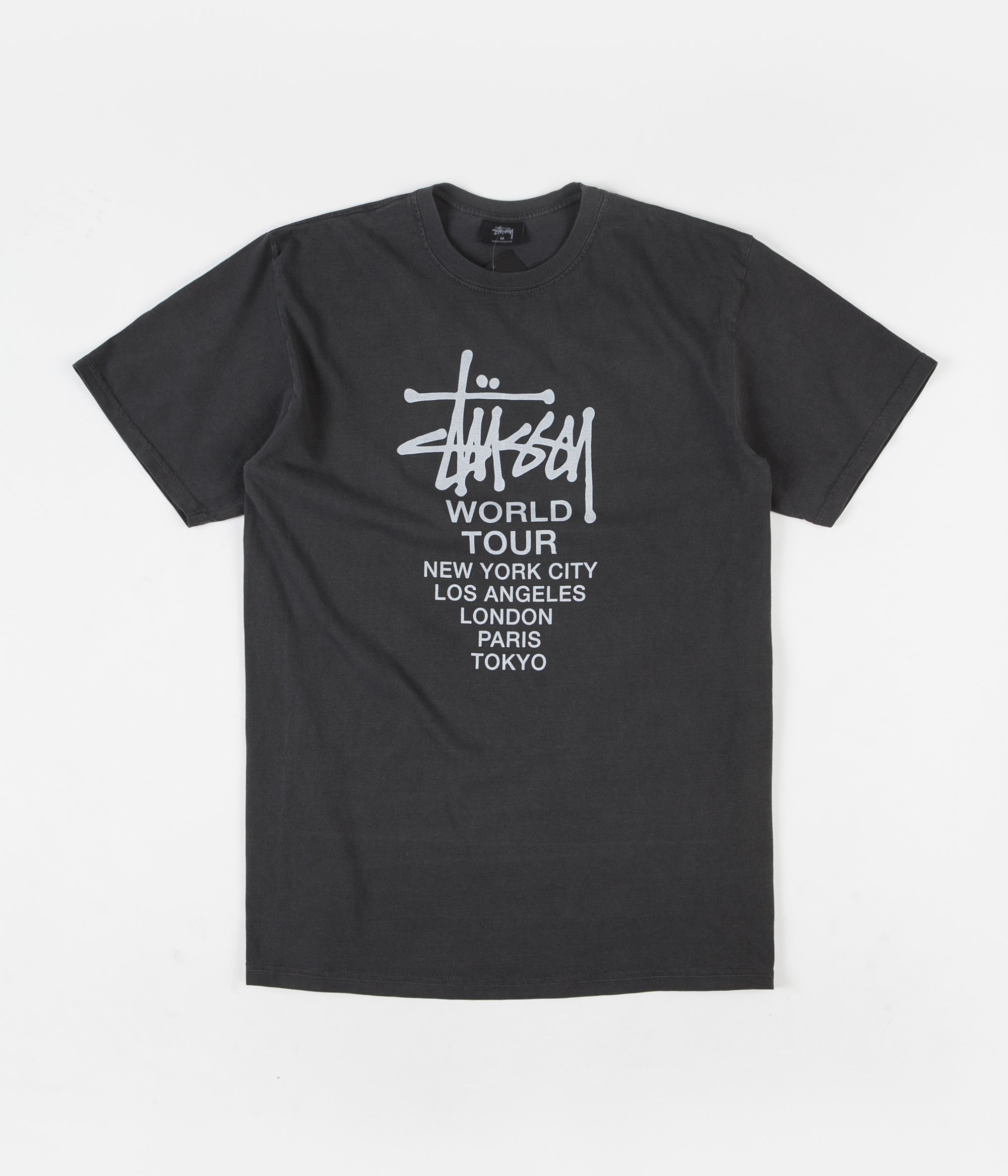 Stussy Tour Pigment Dyed T-Shirt - Black | Flatspot