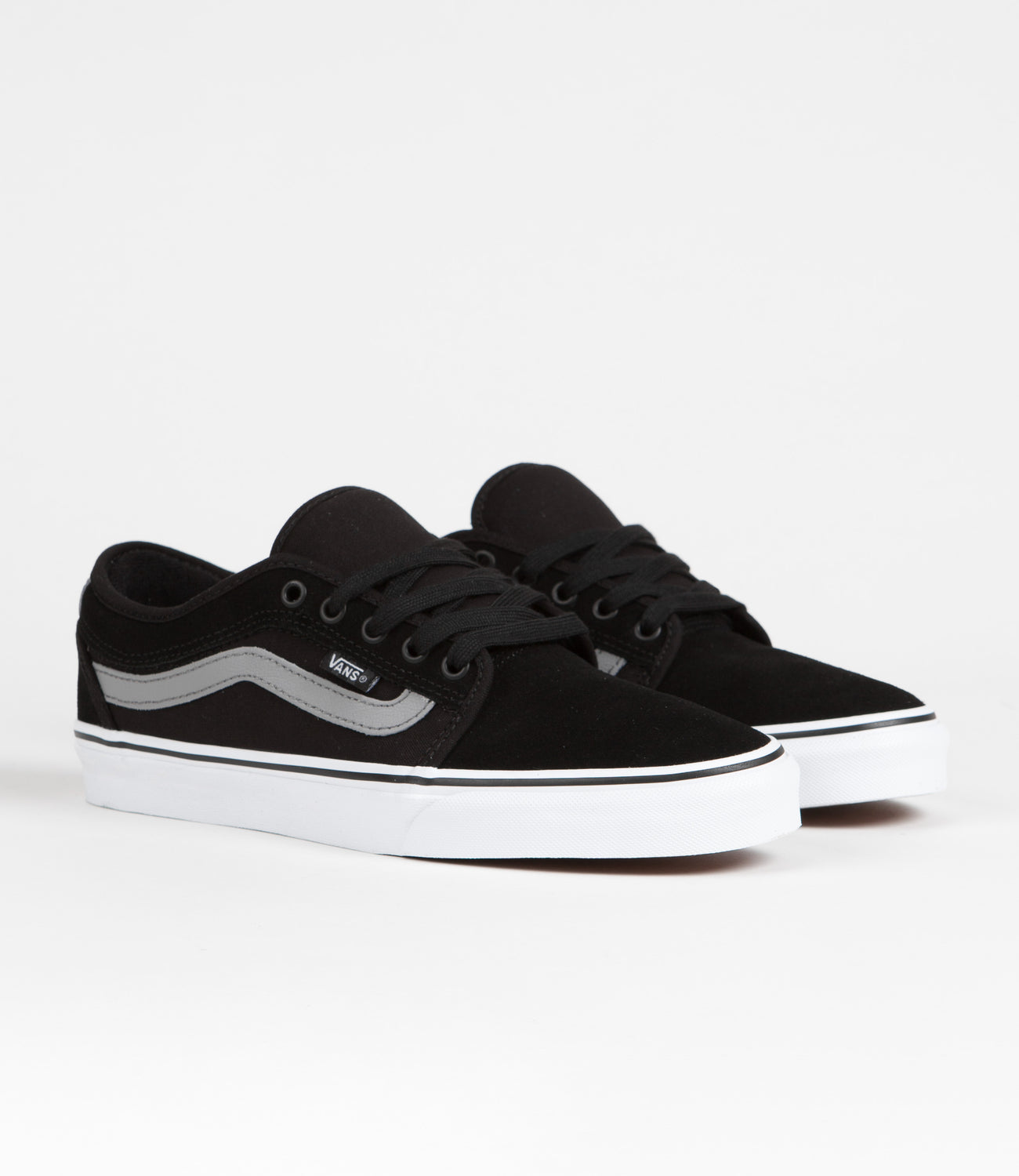 Vans Chukka Low Sidestripe Shoes - Black / Grey / White | Flatspot
