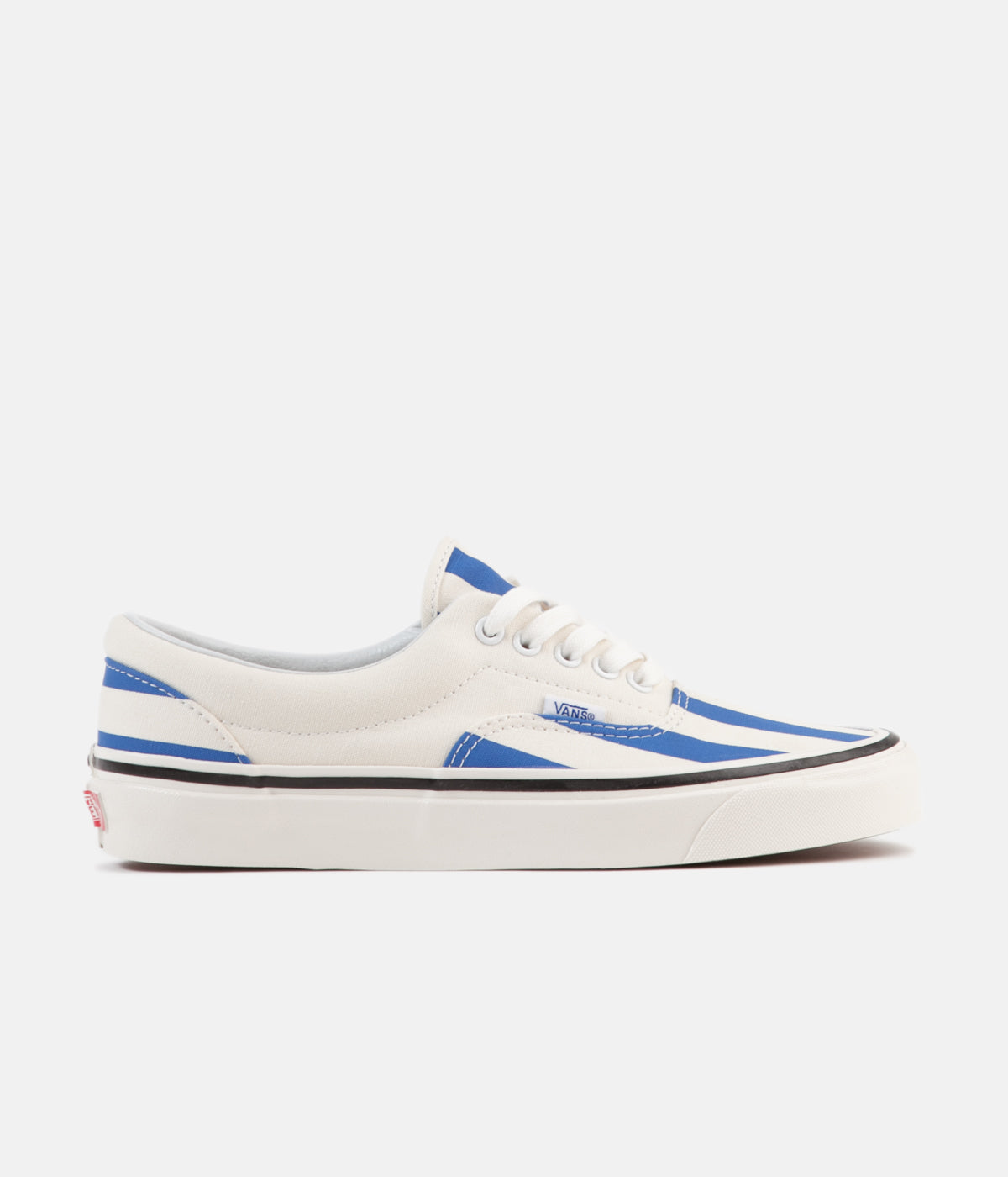 white vans with blue stripe