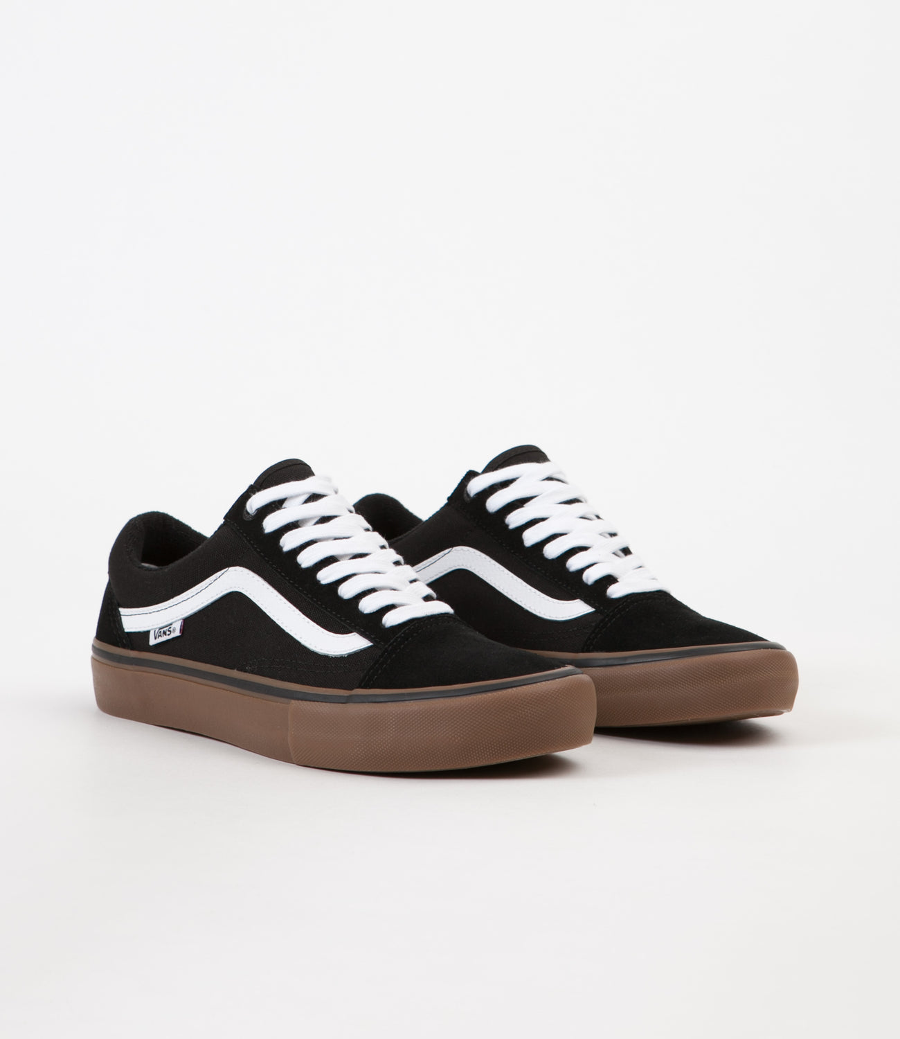 vans old skool pro shoes black white medium gum