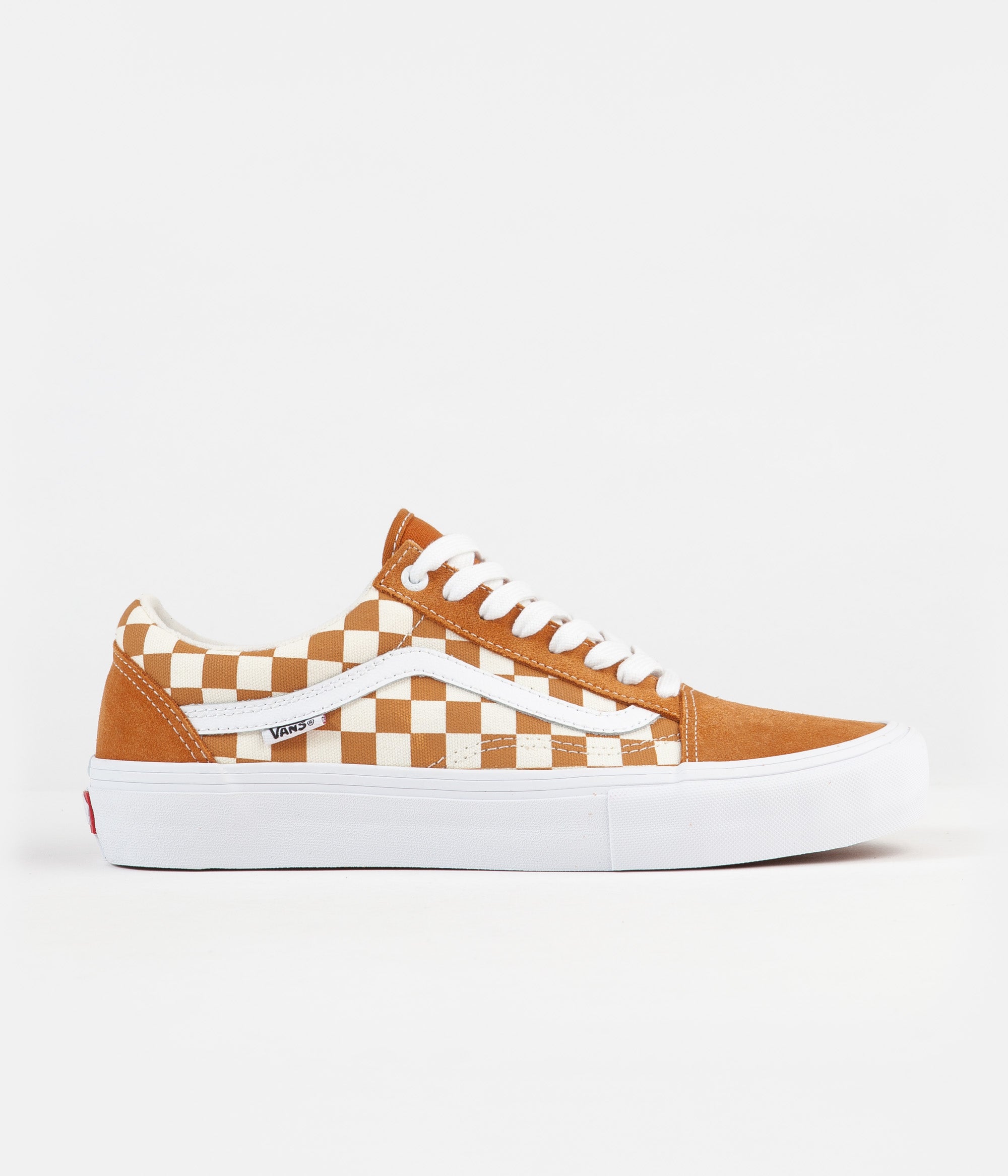 orange and black checkered vans