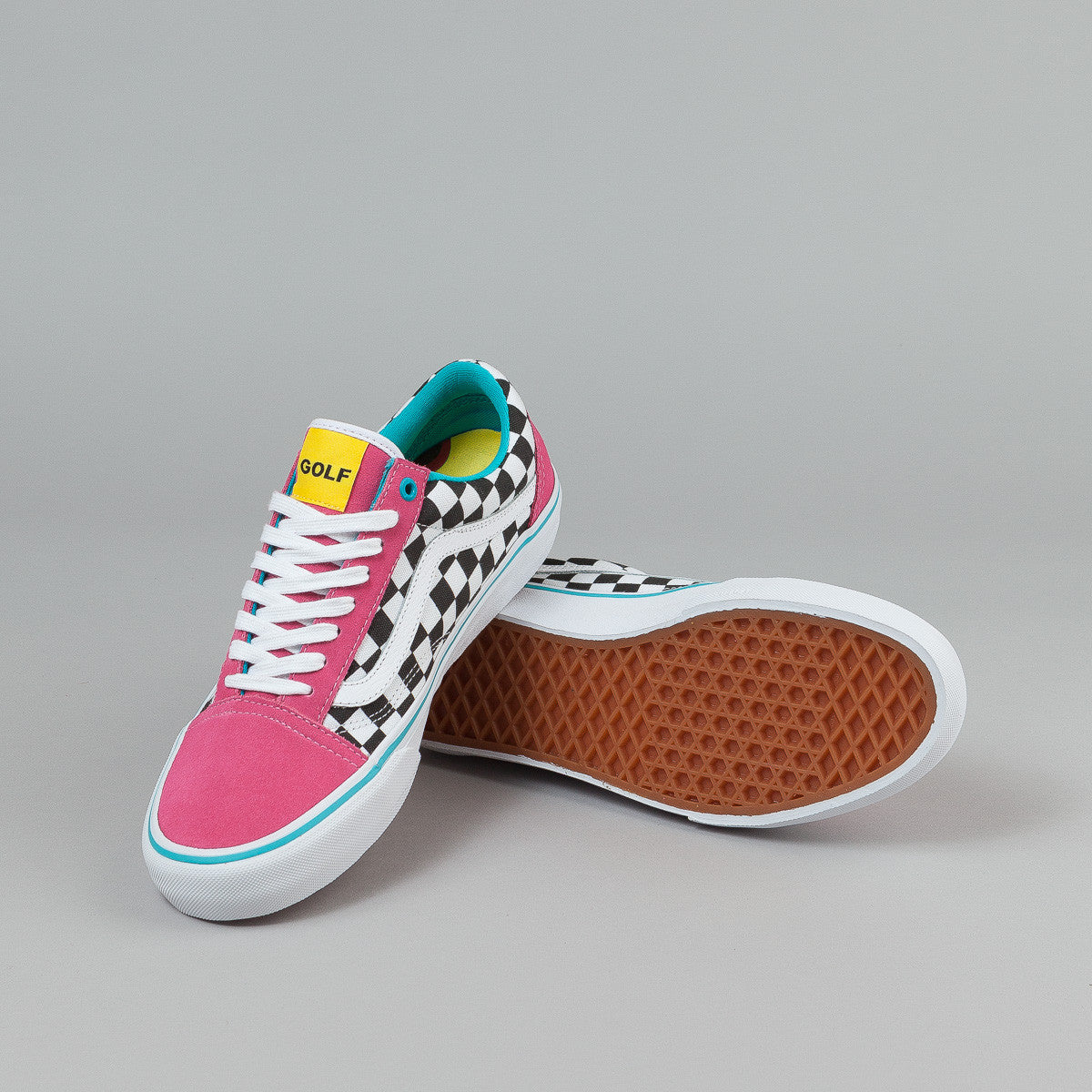 Vans Old Skool Pro Shoes (Golf Wang) - Blue / Pink / White | Flatspot