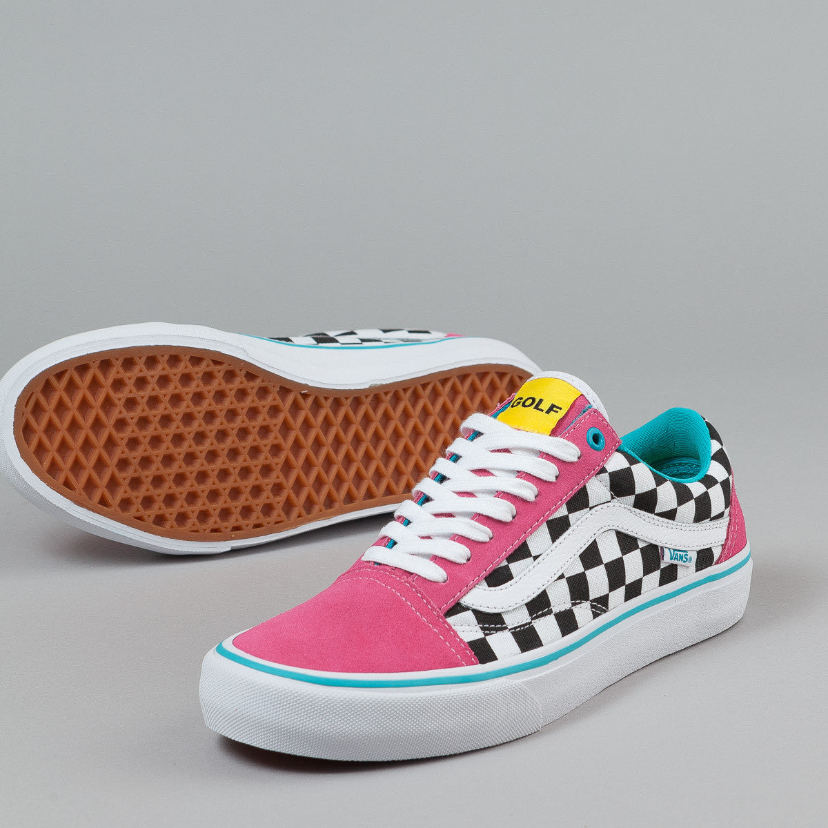 Vans Old Skool Pro Shoes (Golf Wang) - Blue / Pink / White | Flatspot