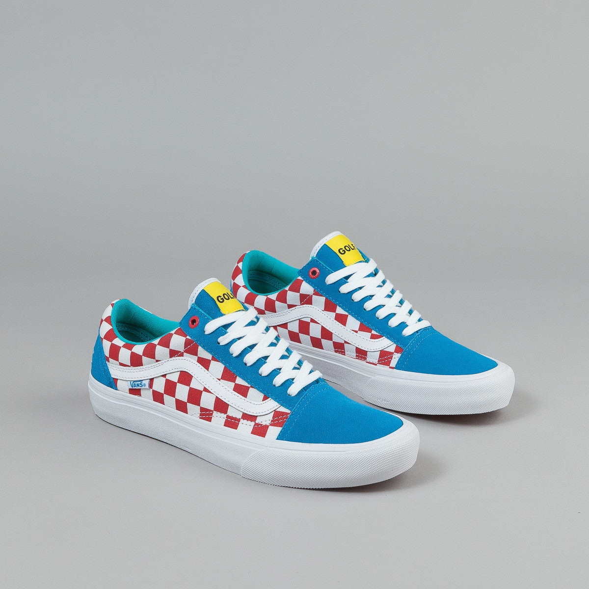 Vans Old Skool Pro Shoes (Golf Wang) - Blue / Red / White | Flatspot