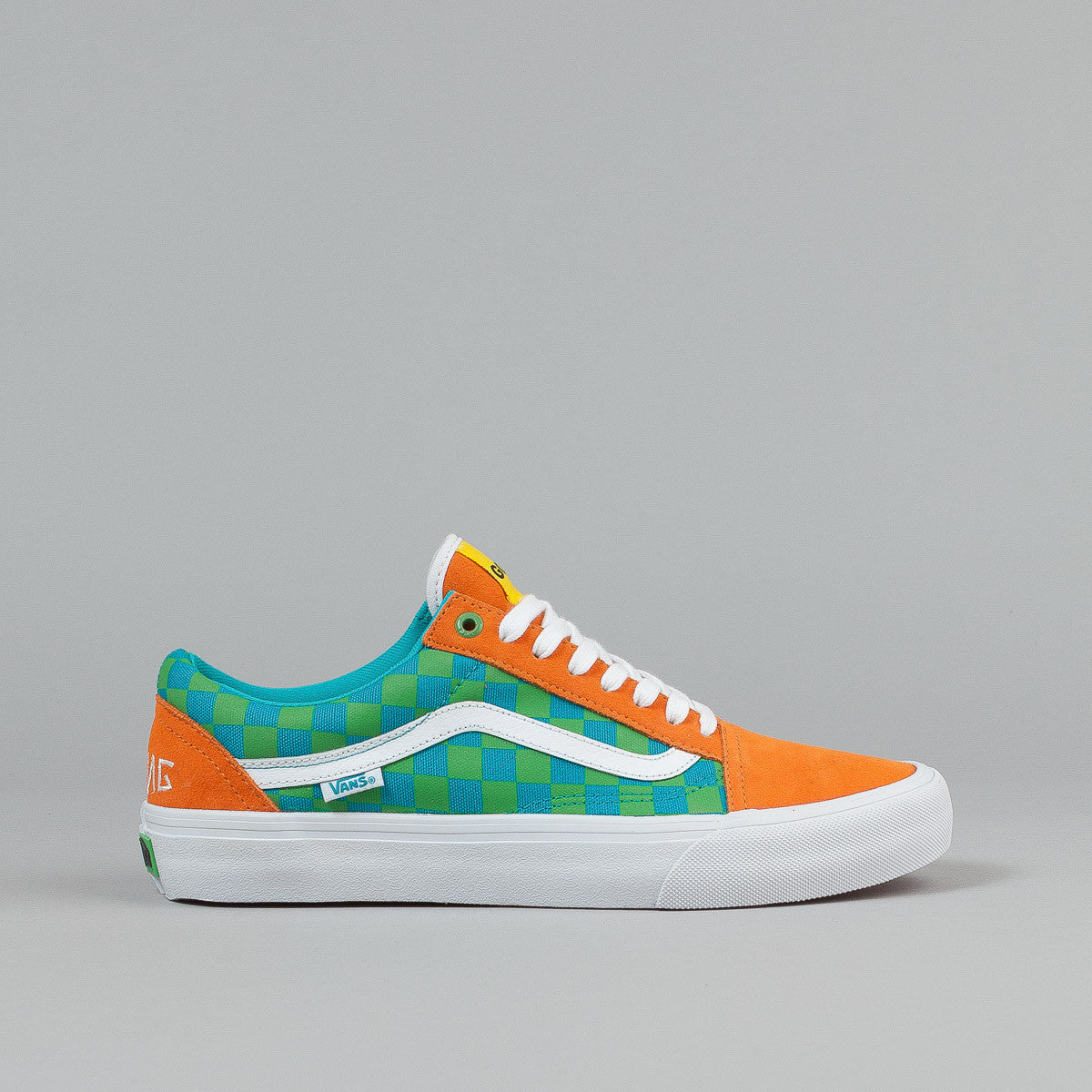 Vans Old Skool Pro Shoes (Golf Wang) - Orange / Blue / Green | Flatspot