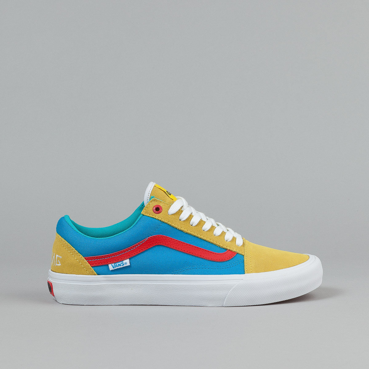 Vans Old Skool Pro Shoes (Golf Wang) - Yellow / Blue / Red | Flatspot