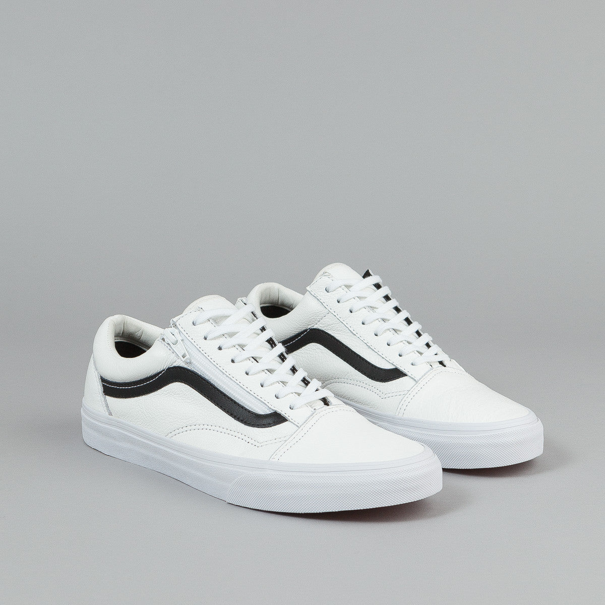 Vans Old Skool Zip Shoes - (Premium Leather) True White | Flatspot