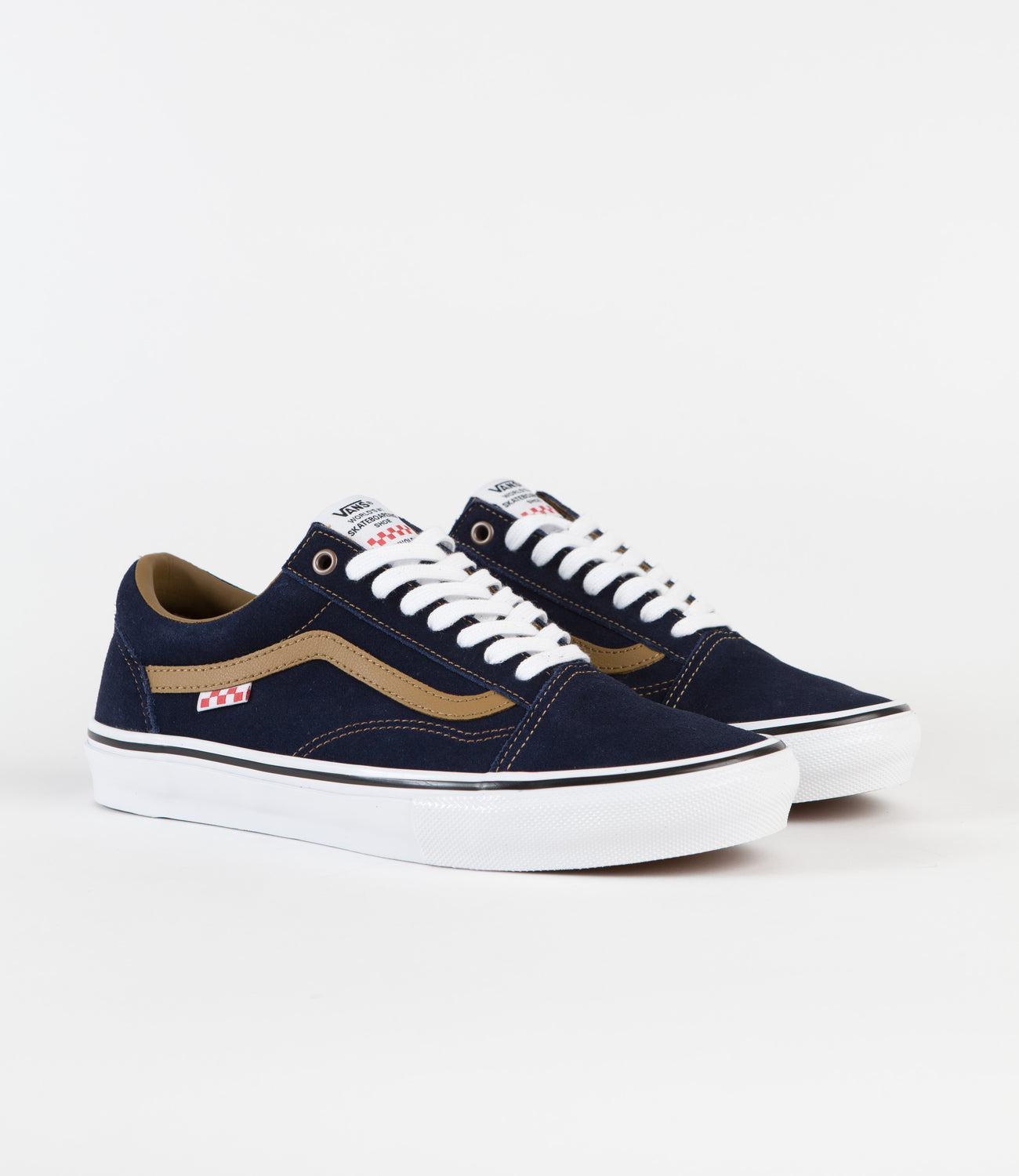 navy blue and brown vans