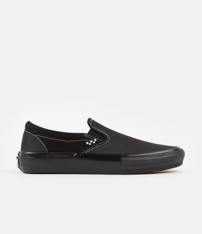 vans leather slip on all black